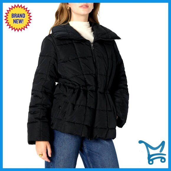 Jackets & Blazers - Oversized Square Quilted Puffer Jacket Adjustable Waist Y2K Chic Minimal Warm